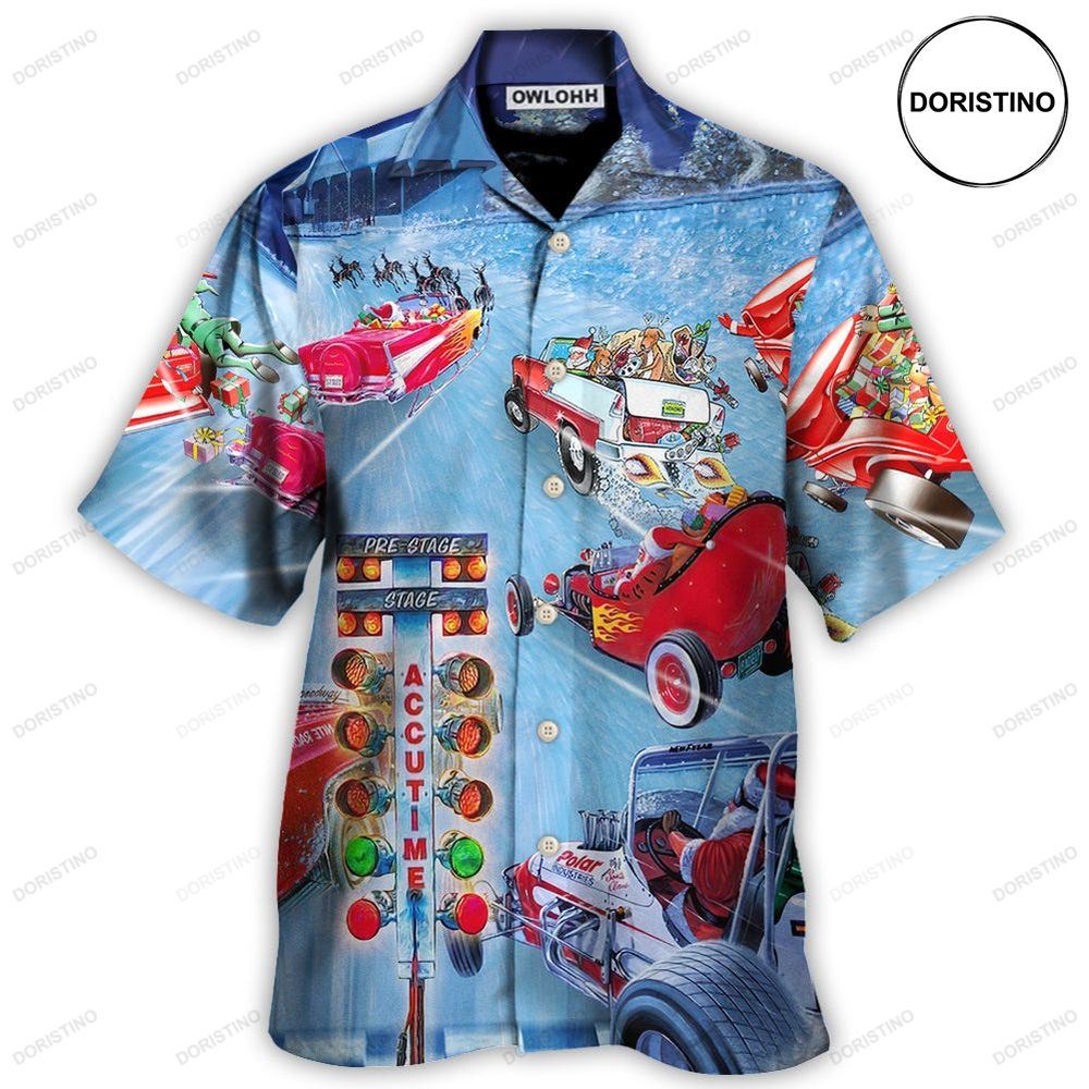 Christmas Santa Claus Start Drag Racing Light Hawaiian Shirt