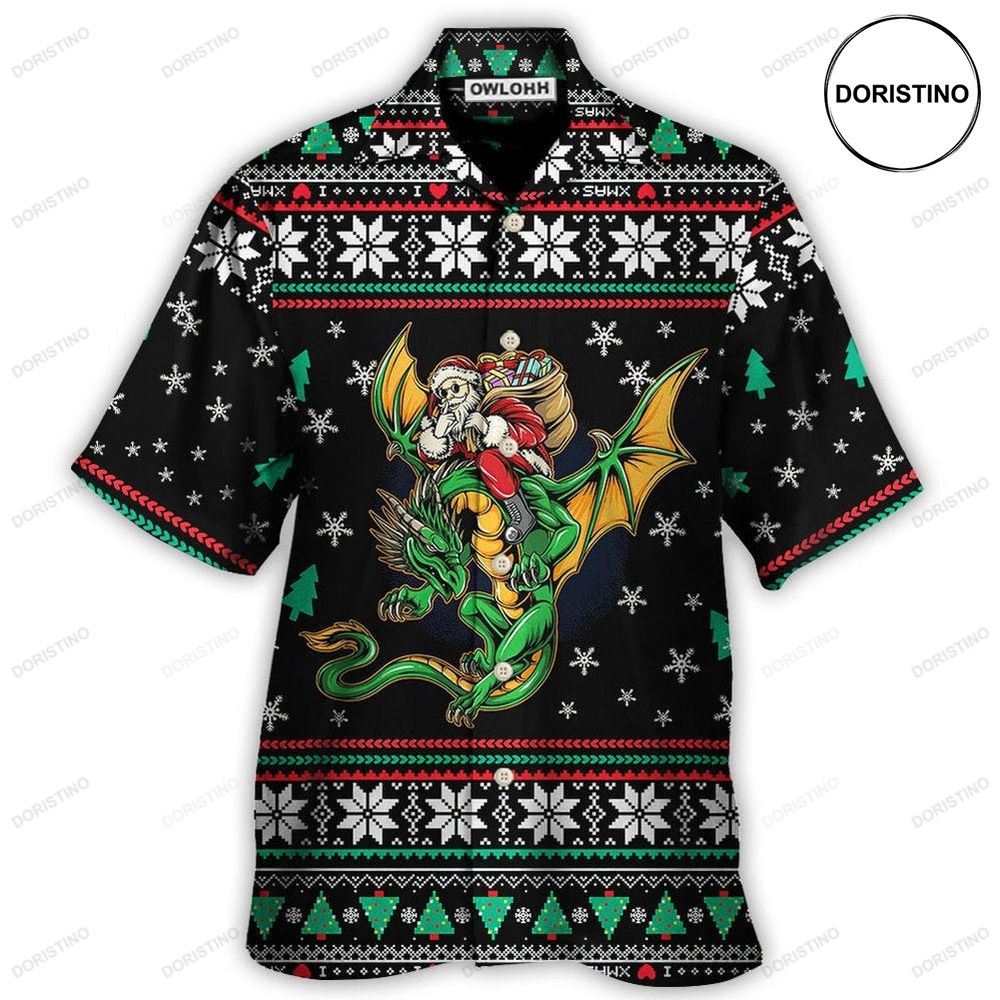 Christmas Santa Claus With Dragon Limited Edition Hawaiian Shirt