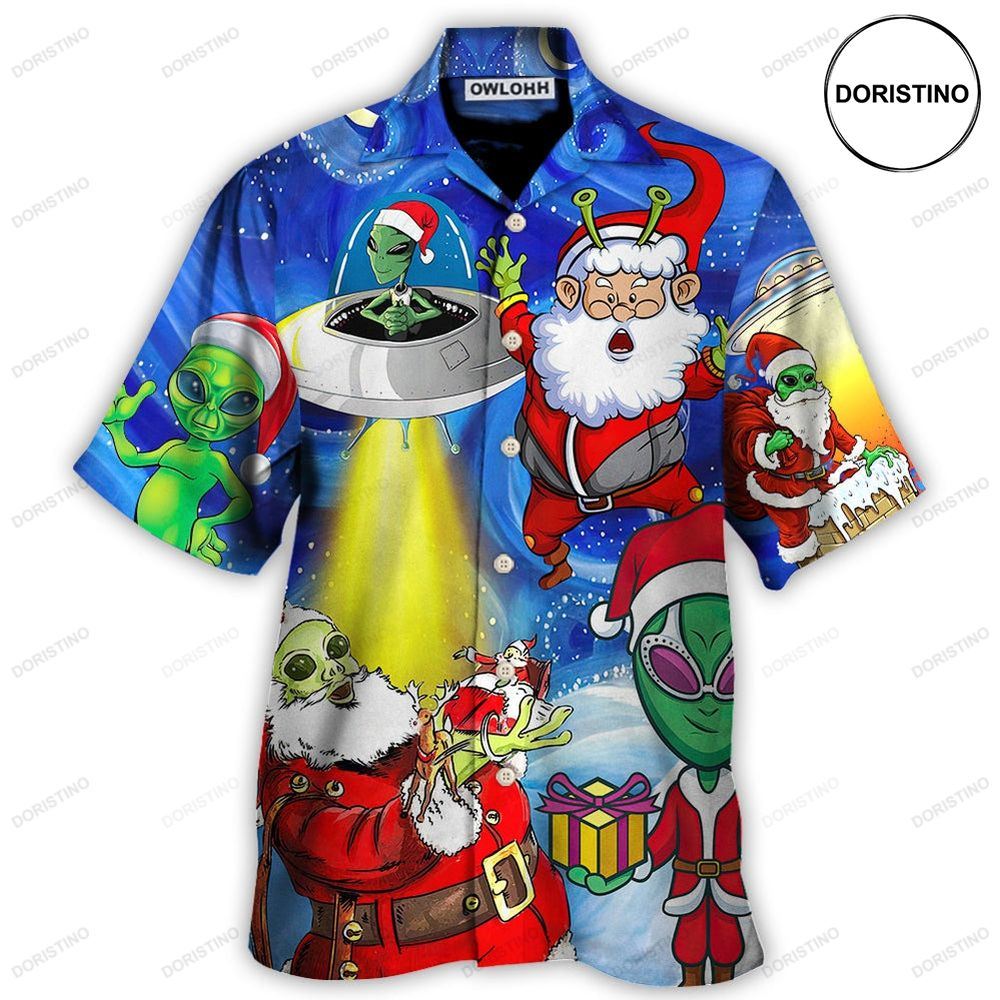 Christmas Santa Is An Alien Magic Night Funny Awesome Hawaiian Shirt