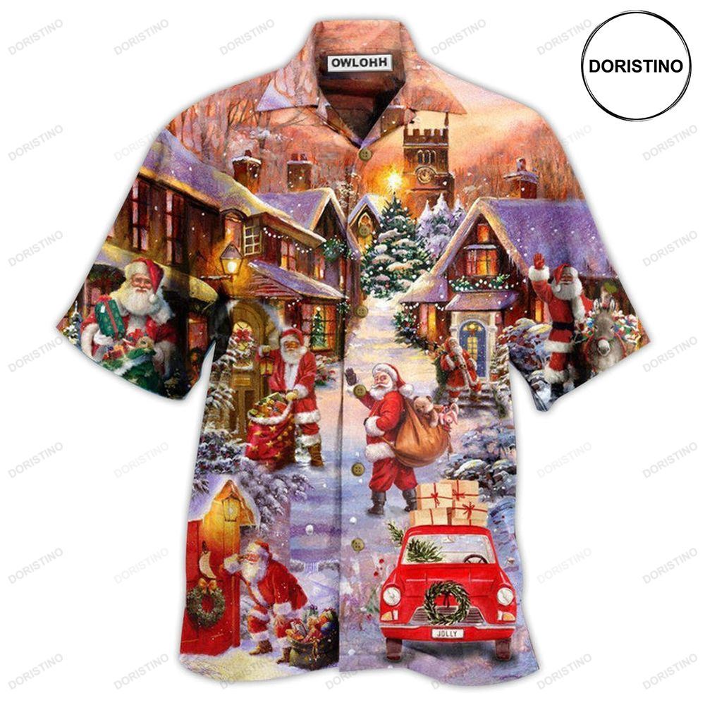 Christmas Santa Is Delivering Love Christmas Street Hawaiian Shirt