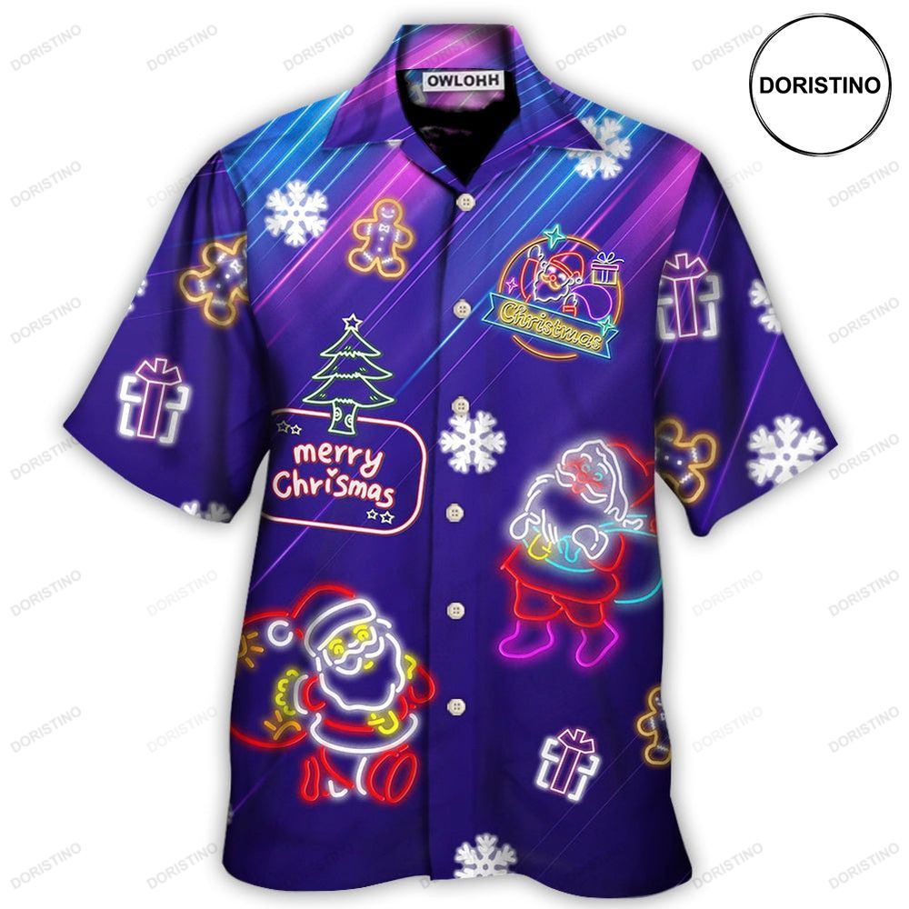 Christmas Santa Neon Light Xmas Party Limited Edition Hawaiian Shirt