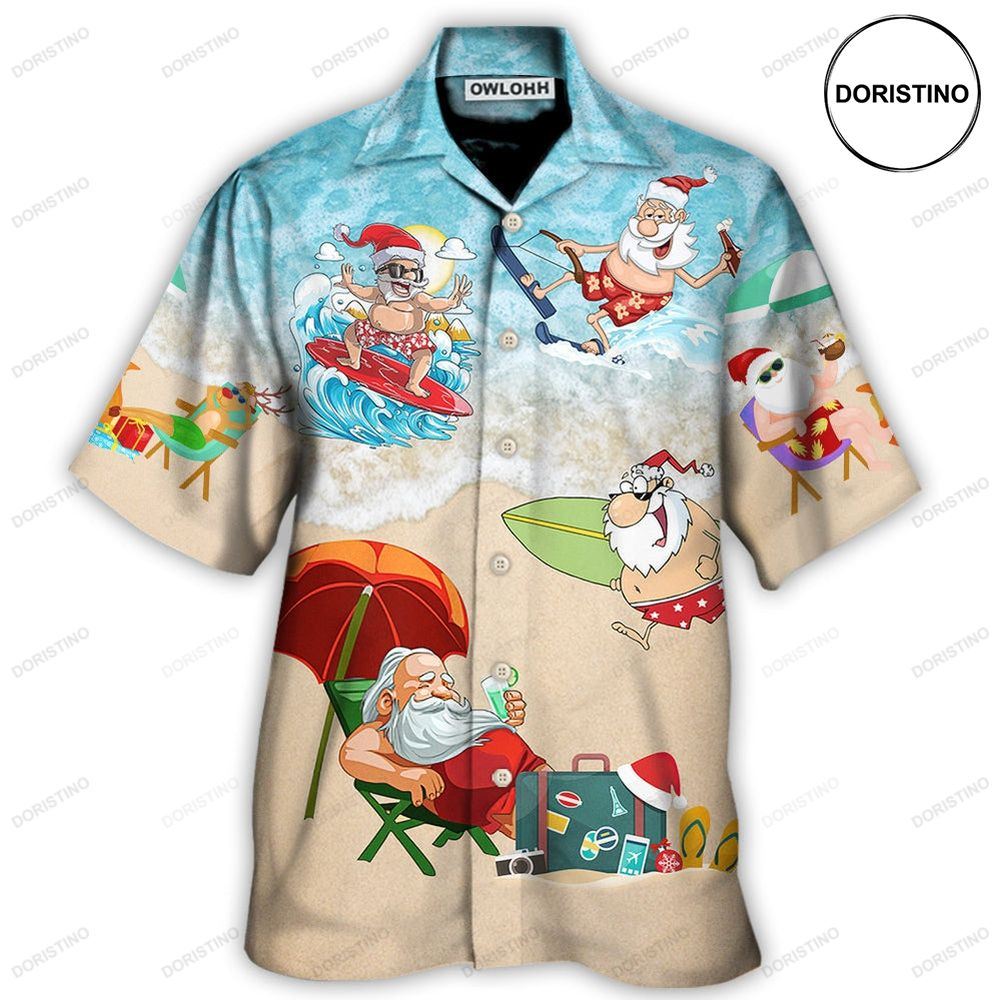 Christmas Santa Play On Beach Hawaiian Shirt