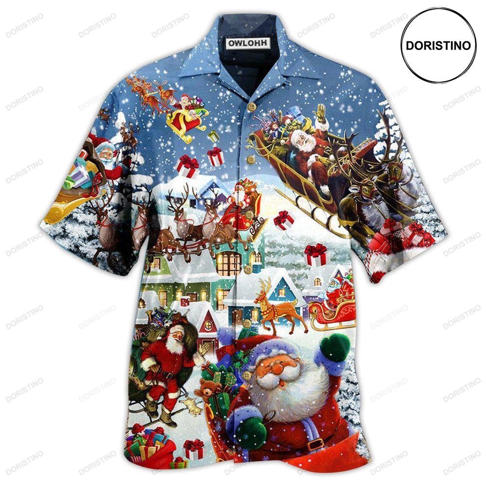 Christmas Say Hi From Santa's Sleigh Snow Awesome Hawaiian Shirt