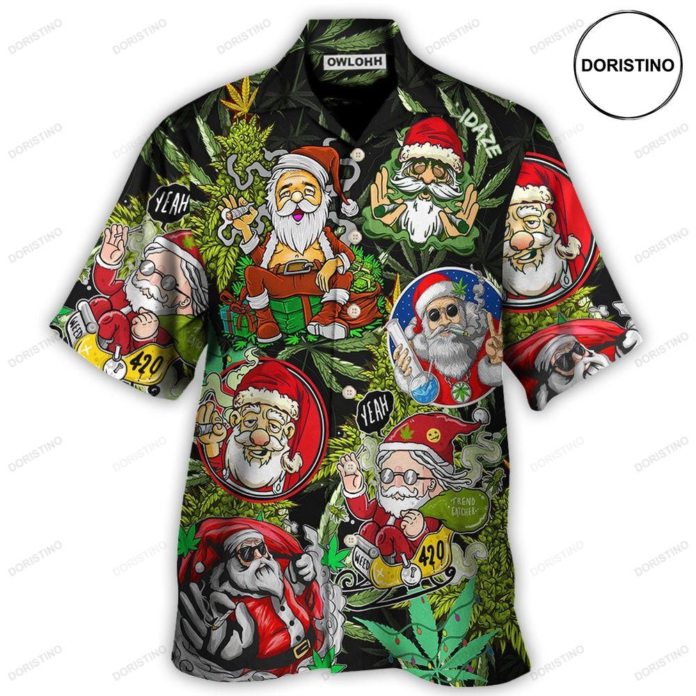 Christmas Weed Smoking Santa Hippie Awesome Hawaiian Shirt