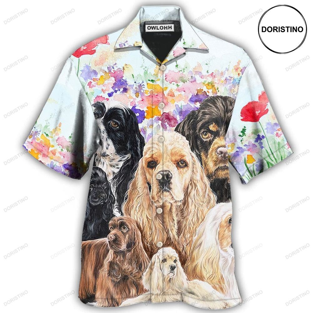 Cocker Spaniel Dog And Flowers Lover Hawaiian Shirt