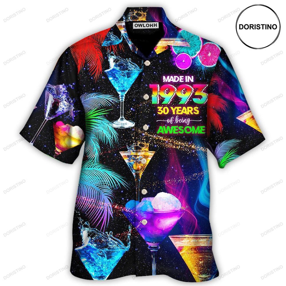 Cocktail Drinking Cocktail Made In 1993 30 Years Neon Hawaiian Shirt