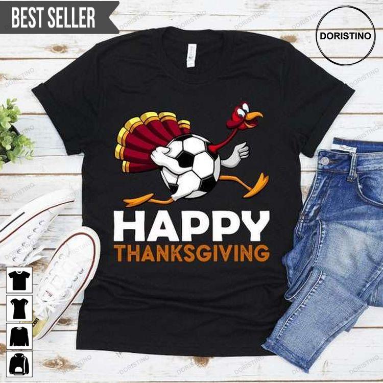 Happy Thanksgiving Turkey Football Soccer Ball Sweatshirt Long Sleeve Hoodie