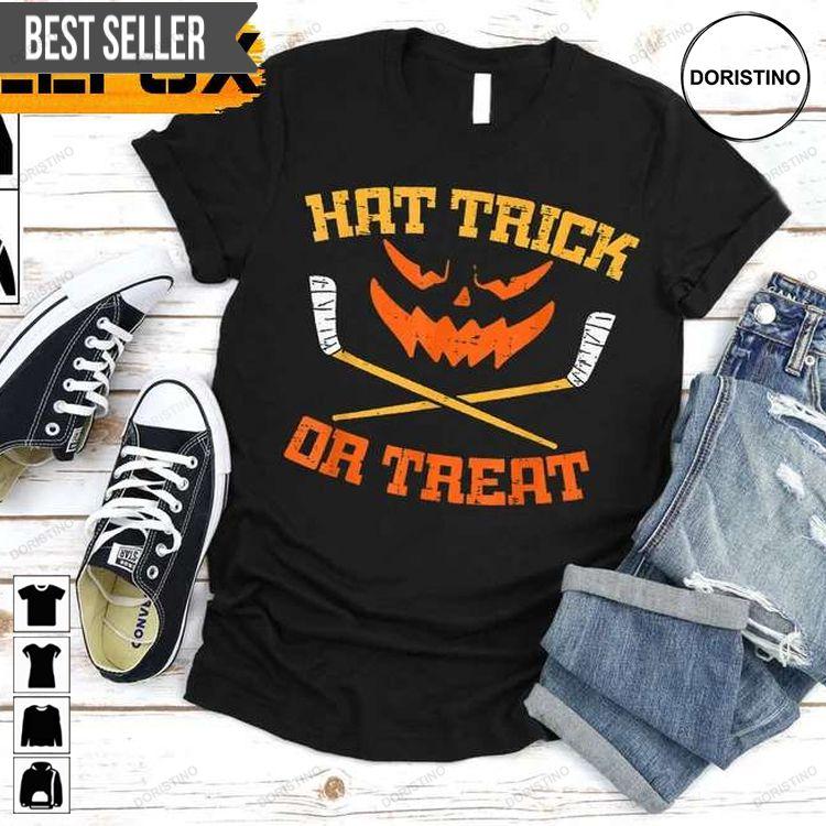 Hat Trick Or Treat Ice Hockey Halloween Hoodie Tshirt Sweatshirt