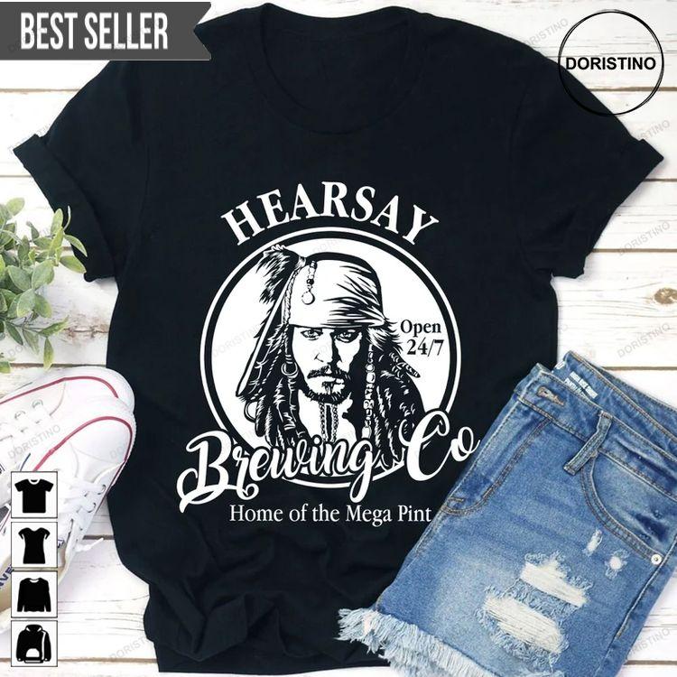 Hearsay Brewing Co Home Of The Mega Pint Jack Sparrow Pirate Of The Caribbean Sweatshirt Long Sleeve Hoodie