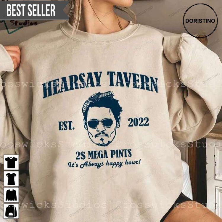 Hearsay Tavern Justice For Johnny Depp Mega Pint Film Actor Sweatshirt Long Sleeve Hoodie