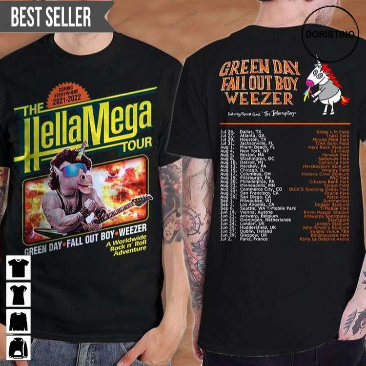 Hella Mega Tour 2021 Green Day Fall Out Boy Weezer Tshirt Sweatshirt Hoodie