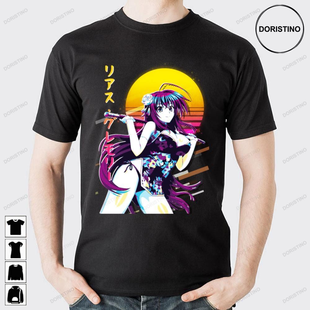 Retro Art Orange Sun Rias Gremory High School Dxd Amime Doristino Awesome Shirts