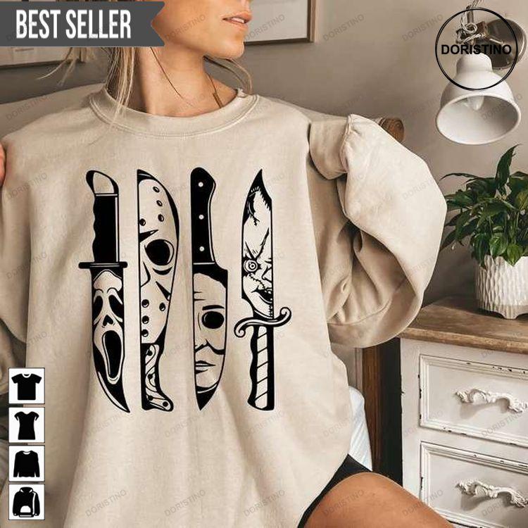 Horror Movie Characters Knives Halloween Hoodie Tshirt Sweatshirt