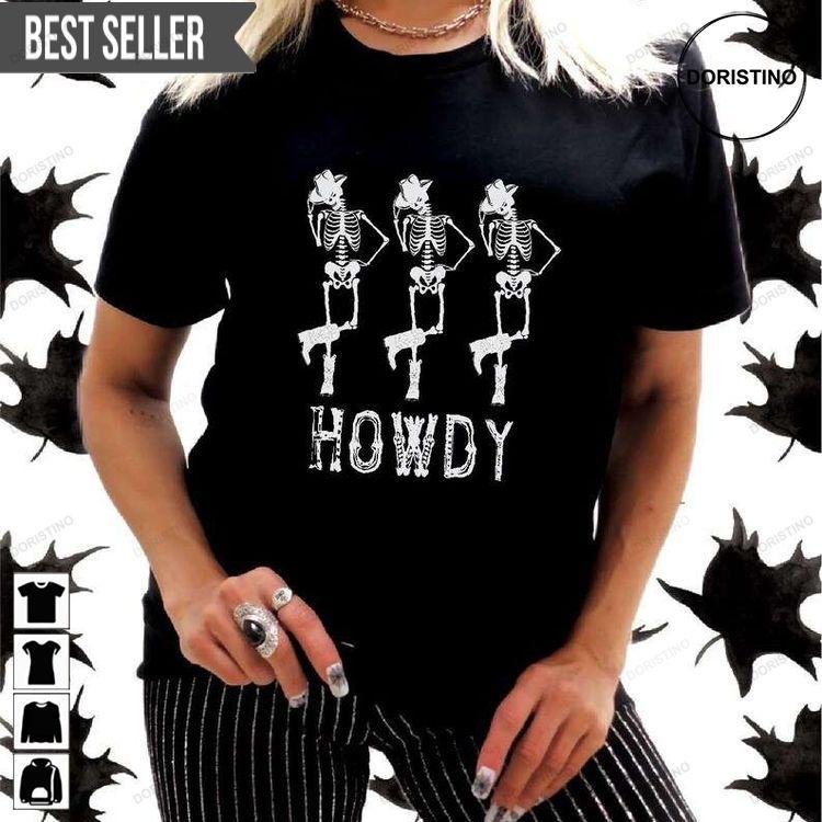 Howdy Cowboy Dancing Skeleton Unisex Sweatshirt Long Sleeve Hoodie