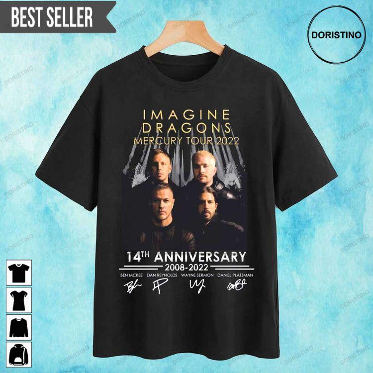 Imagine Dragons Mercury Tour 2022 14th Anniversary 2008-2022 Signatures Sweatshirt Long Sleeve Hoodie