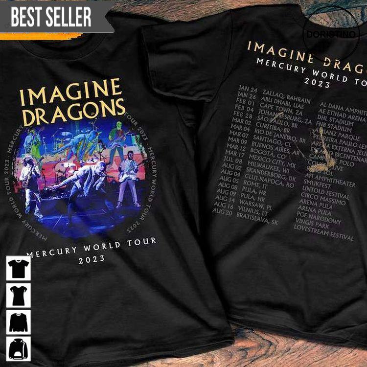 Imagine Dragons Mercury World Tour 2023 Band On Stage Tshirt Sweatshirt Hoodie