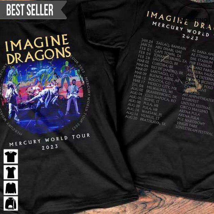 Imagine Dragons Mercury World Tour 2023 Double Sided Sweatshirt Long Sleeve Hoodie