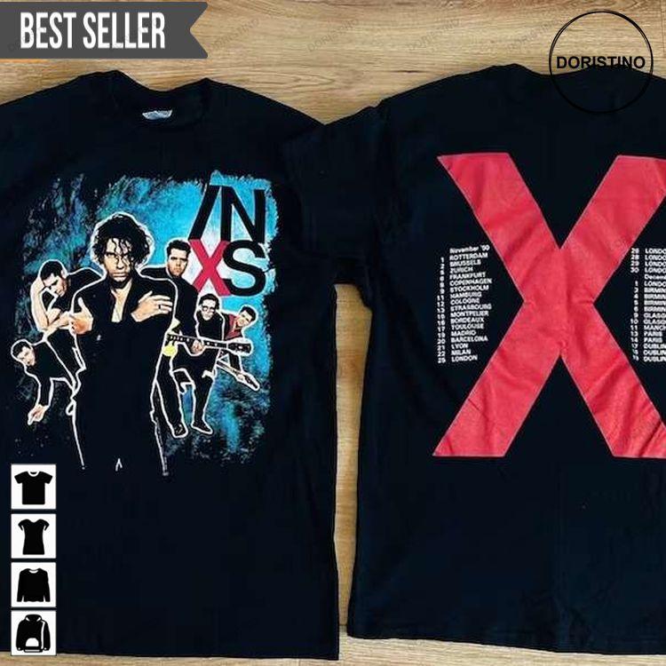 Inxs Euro Tour Michael Hutchence 1990 Short-sleeve Hoodie Tshirt Sweatshirt