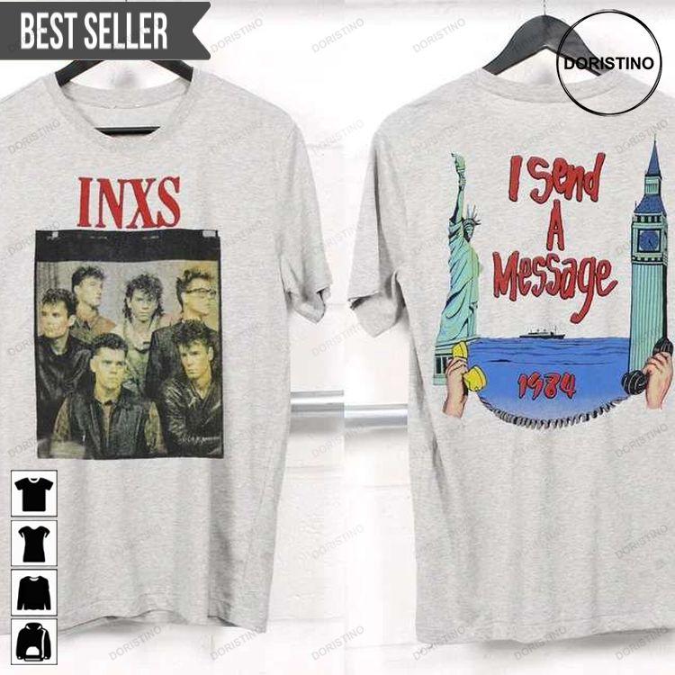 Inxs I Send A Message Tour 1984 Short-sleeve Hoodie Tshirt Sweatshirt