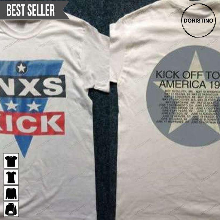 Inxs Kick Off America Tour 1988 Star Band Rock Concert Unisex Graphic Tshirt Sweatshirt Hoodie