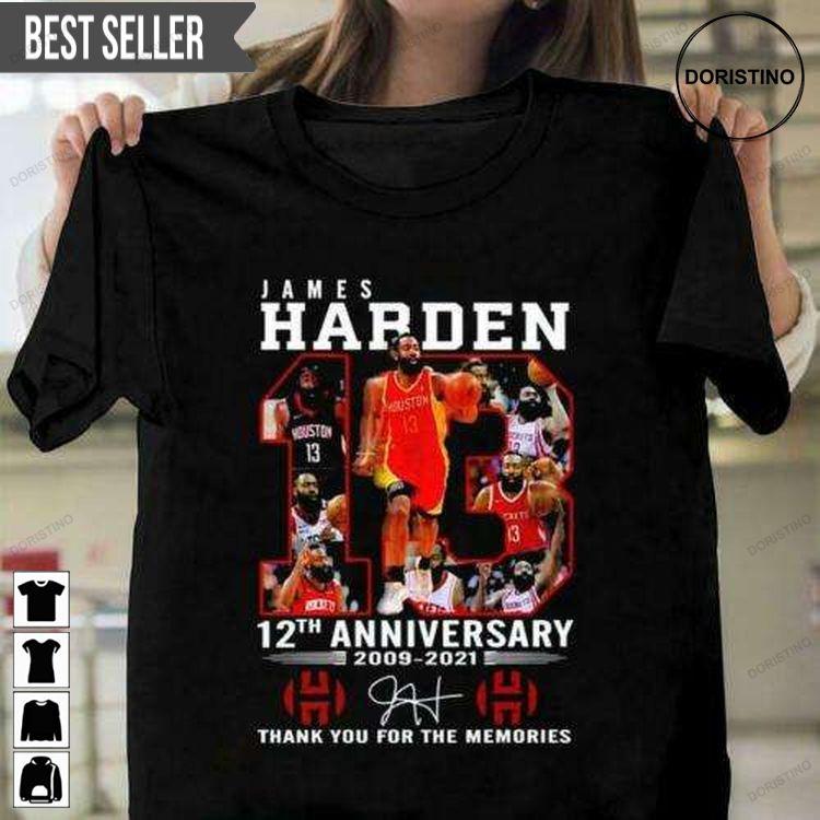 James Harden 12nd Anniversary 2009-2021 Thank You For Memories Unisex Hoodie Tshirt Sweatshirt