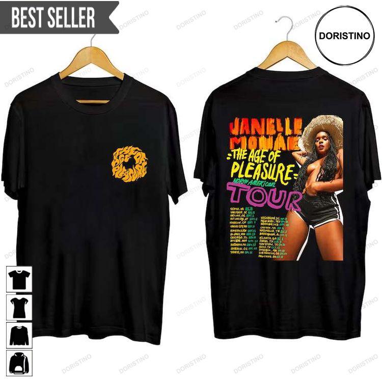 Janelle Monae The Age Of Pleasure Tour 2023 Concert Short-sleeve Hoodie Tshirt Sweatshirt