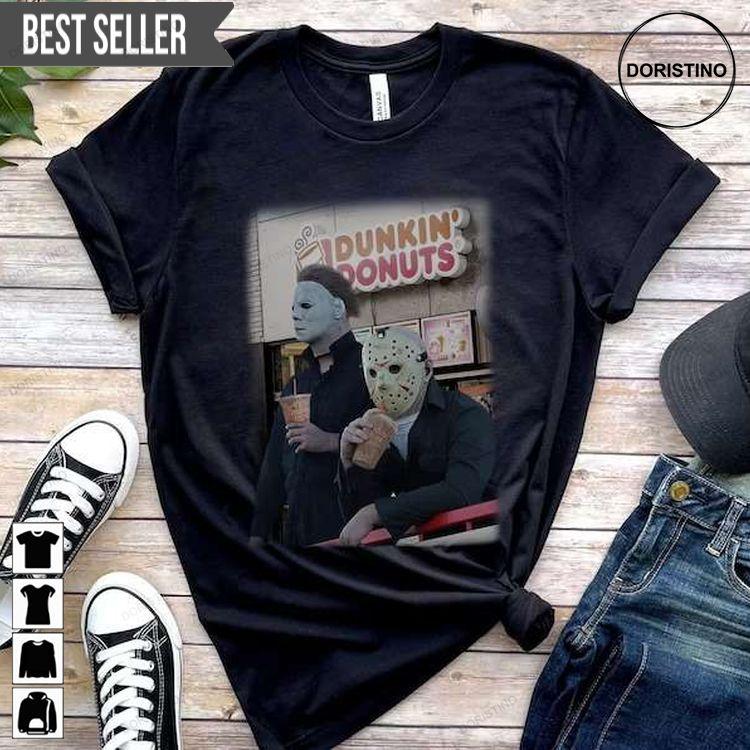 Jason And Micheal Myers Dunkin Donuts Halloween Horror Movie Tshirt Sweatshirt Hoodie