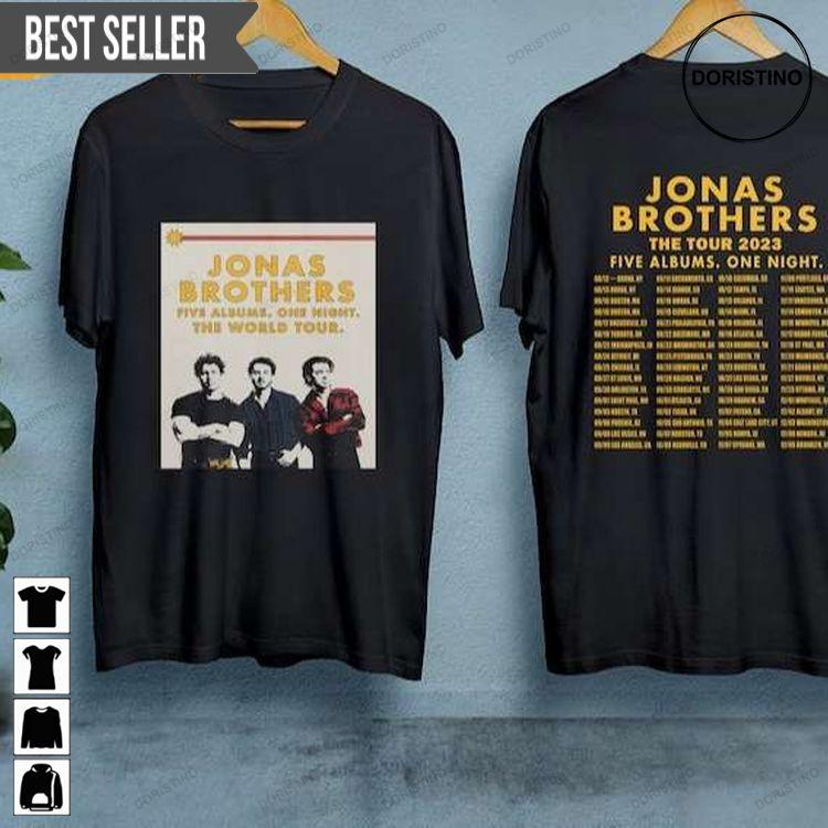 Jonas Brothers Five Albums One Night 2023 Adult Short-sleeve Tshirt Sweatshirt Hoodie