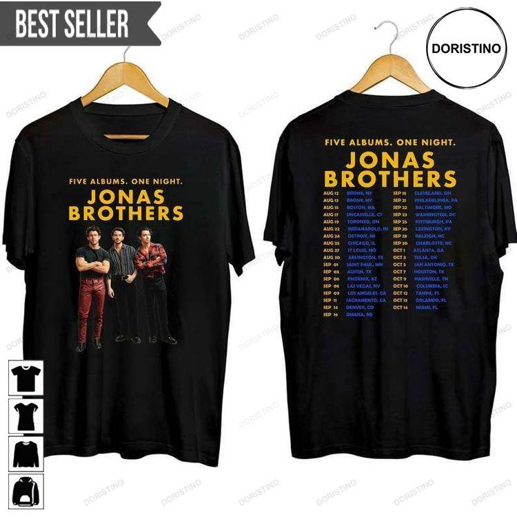 Jonas Brothers Five Albums One Night The Tour 2023 Concert Short-sleeve Hoodie Tshirt Sweatshirt