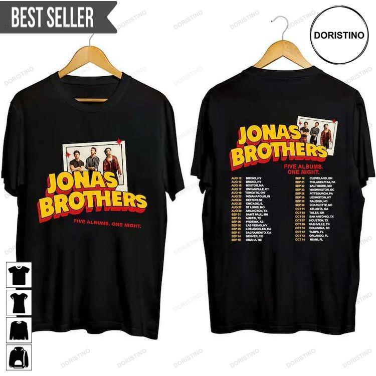 Jonas Brothers Five Albums One Night The Tour 2023 Music Band Concert Sweatshirt Long Sleeve Hoodie