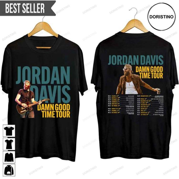 Jordan Davis Damn Good Time Tour 2023 Adult Short-sleeve Hoodie Tshirt Sweatshirt