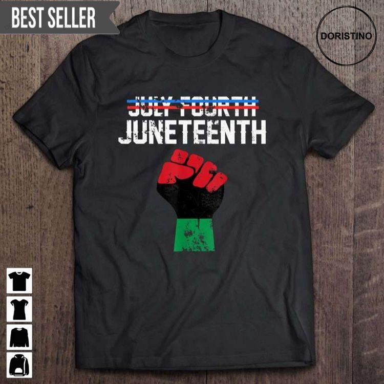 July Fourth Juneteenth Freedom Day Raised Fist African American Flag History Unisex Sweatshirt Long Sleeve Hoodie