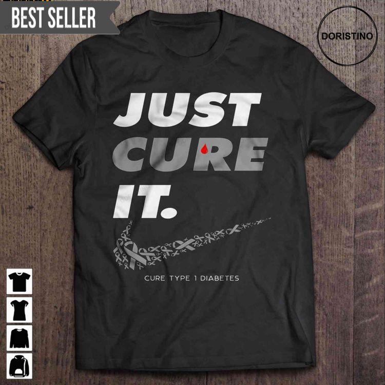 Just Cure It Cure Type 1 Diabetes Short Sleeve Sweatshirt Long Sleeve Hoodie