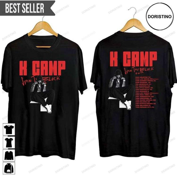 K Camp Spin The Block Tour 2023 Rapper Short-sleeve Hoodie Tshirt Sweatshirt