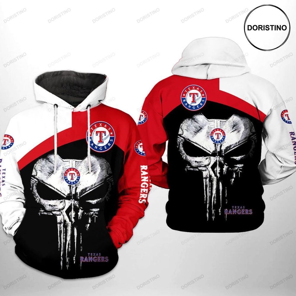 Texas Rangers Mlb Skull Punisher Limited Edition 3d Hoodie