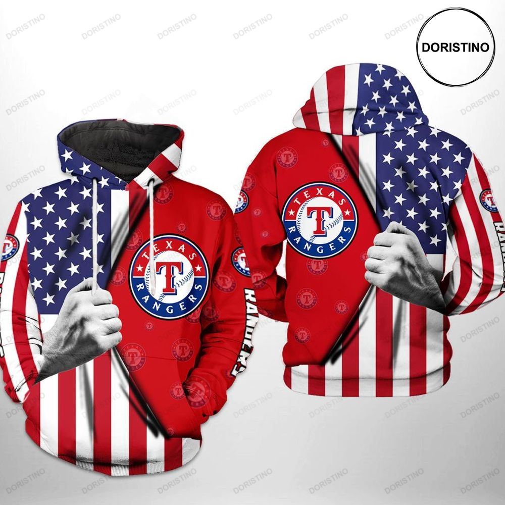 Texas Rangers Mlb Us Flag Limited Edition 3d Hoodie