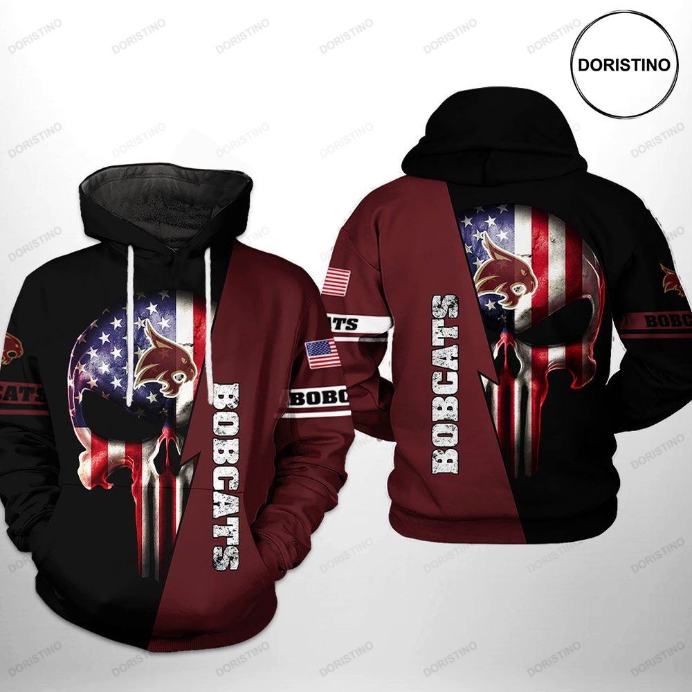 Texas State Bobcats Ncaa Us Flag Skull Limited Edition 3d Hoodie