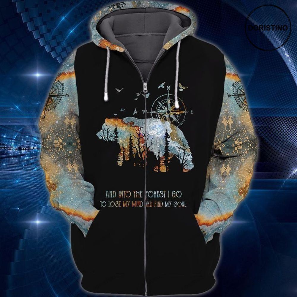 The Bear Camping And Into The Forest I Go To Lose My Mind And Find My Soul All Over Print Hoodie