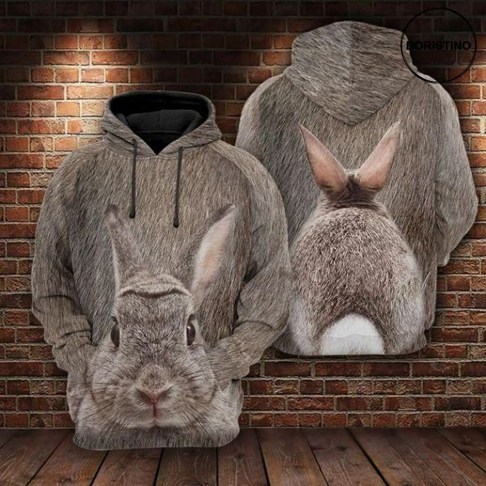The Rabbit Grey Awesome 3D Hoodie