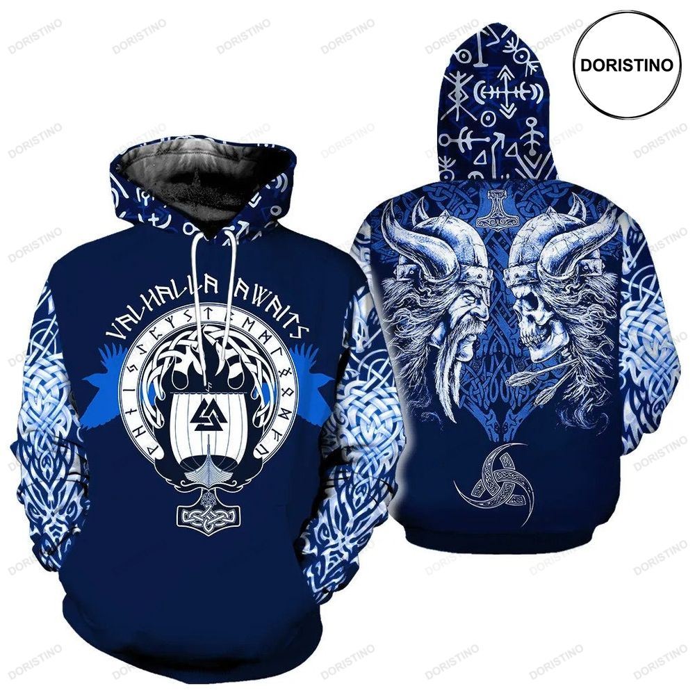 The Viking Blue Ed Awesome 3D Hoodie