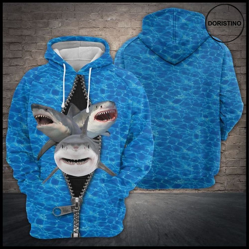 Three Sharks Awesome 3D Hoodie