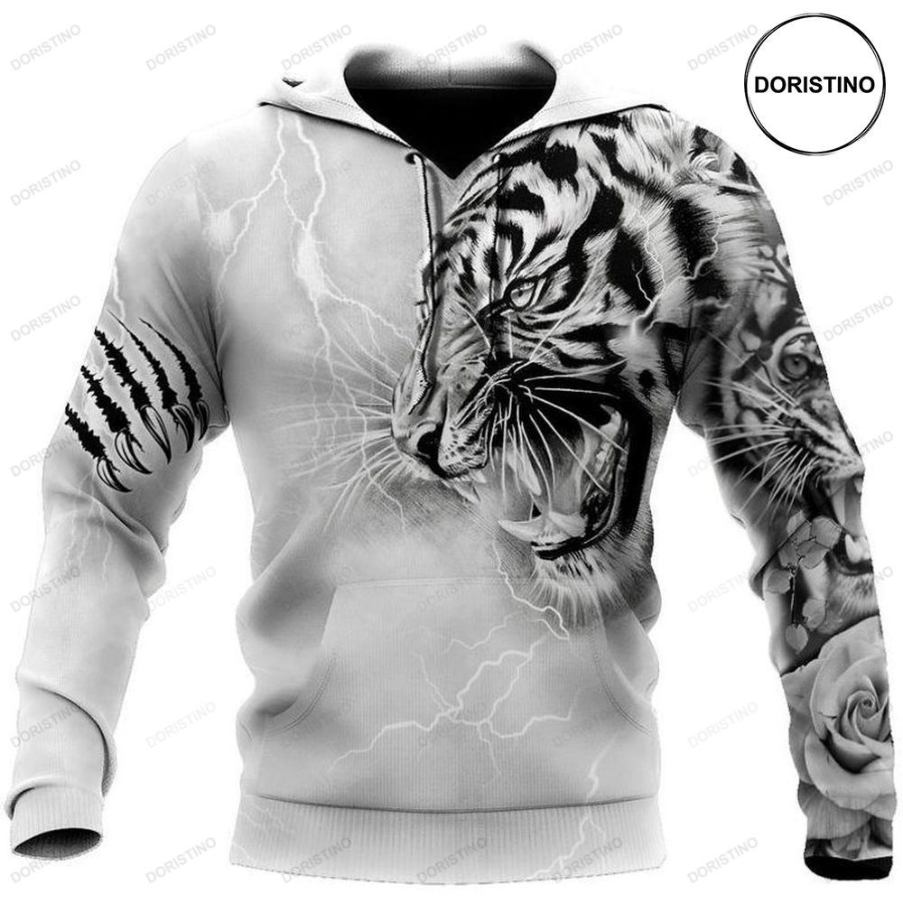 Tiger And Rose White Full Ing V3 Awesome 3D Hoodie
