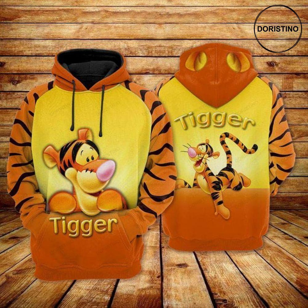 Tigger Cute Happy Art Pooh Friends Awesome 3D Hoodie