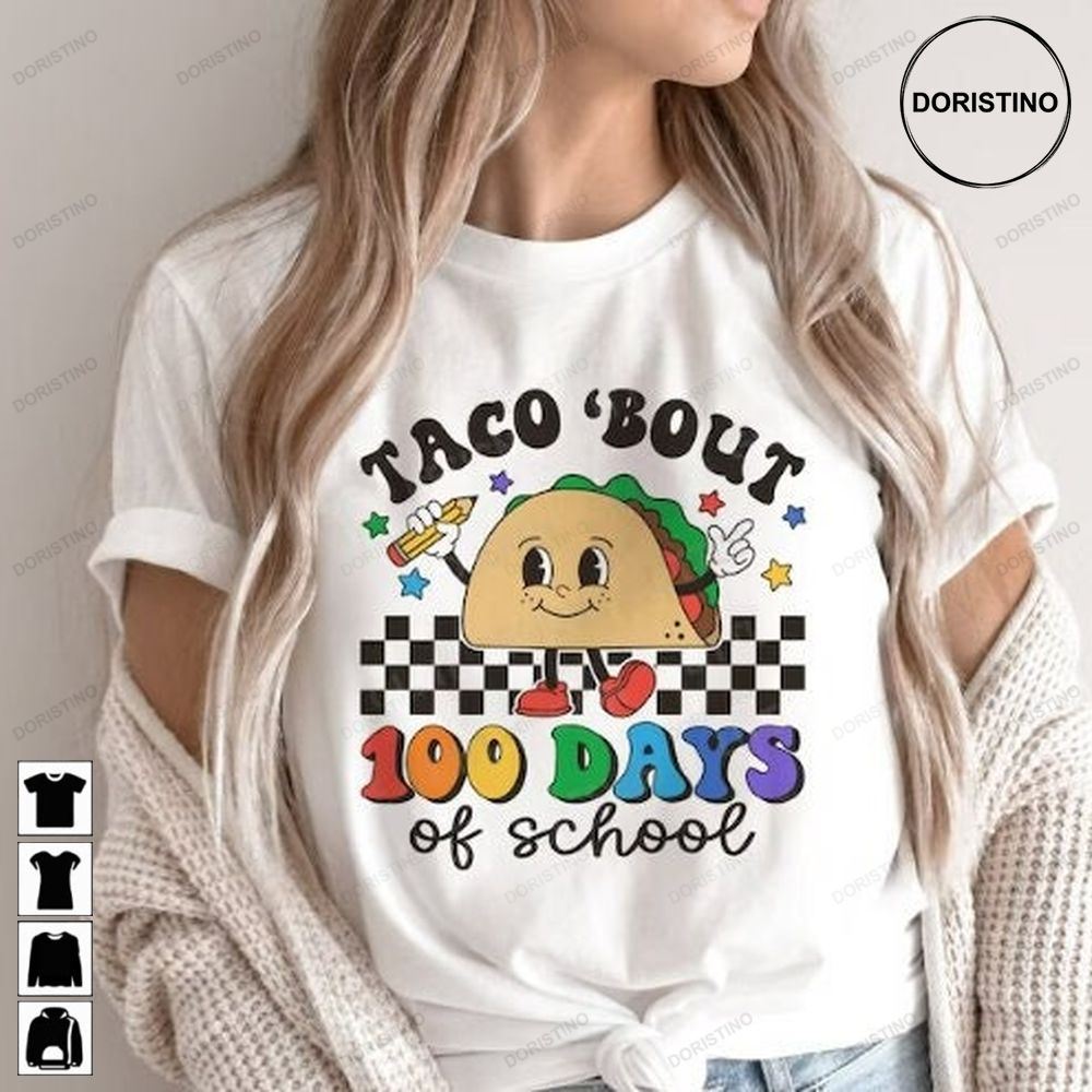 Taco Bout 100 Days Of School Happy 100 Days Retro Taco Teacher 100 Days Of School For Cricut Jlcnf Trending Style