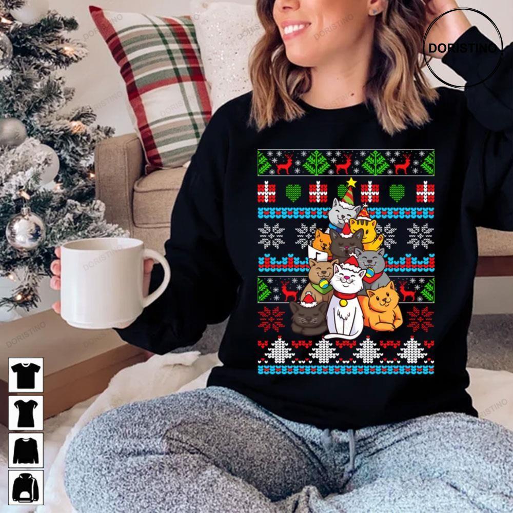 Color Art Christmas Cat Tree 2 Doristino Limited Edition T-shirts