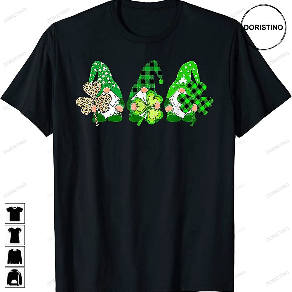 Gnomes Holding Shamrock Plaid Leopard St Patricks Day T Trending Style