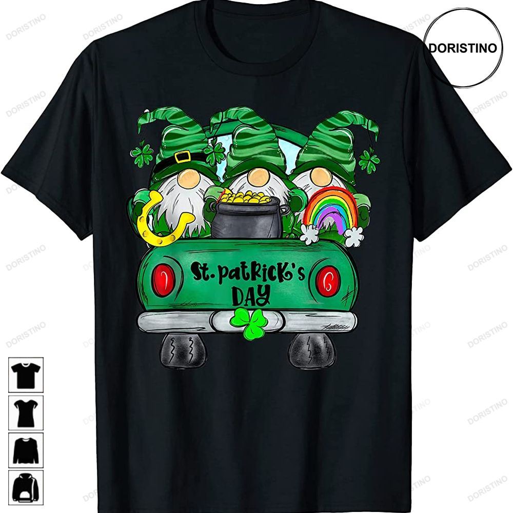 Gnomes Riding Green Truck Happy St Patricks Day Limited Edition T-shirts