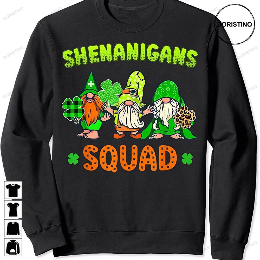 Gnomes Shenanigans Squad Shamrock St Patricks Day Trending Style