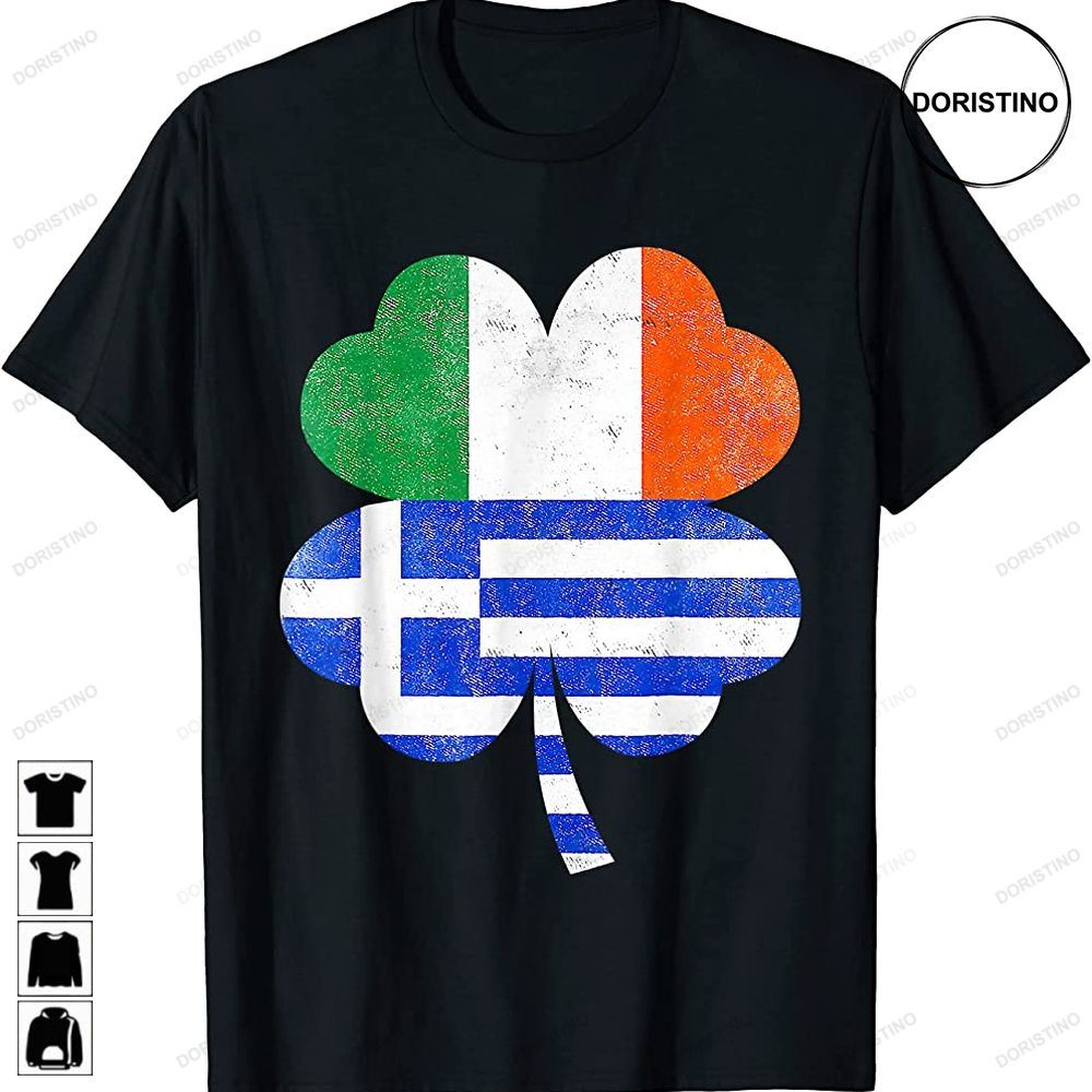 Greek Irish Shamrock Greece Ireland Flag St Patricks Day Trending Style