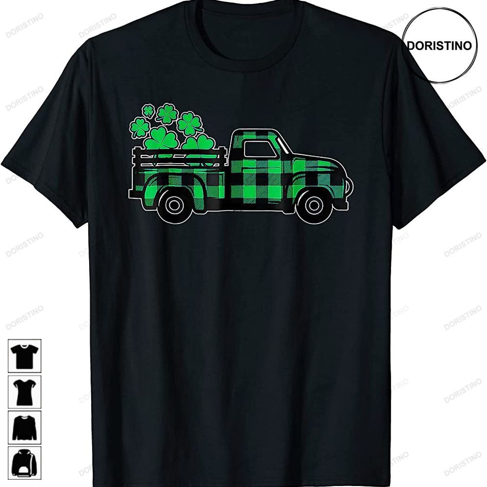 Green Buffalo Plaid Shamrock Pickup Truck St Patricks Day Trending Style